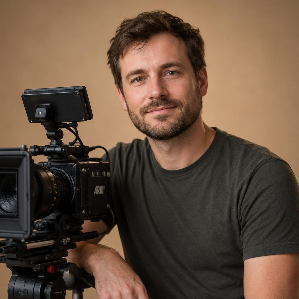 Studio portrait of a Czech man, camera operator